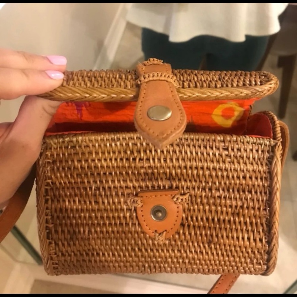 Square rattan Handmade Straw Purse
